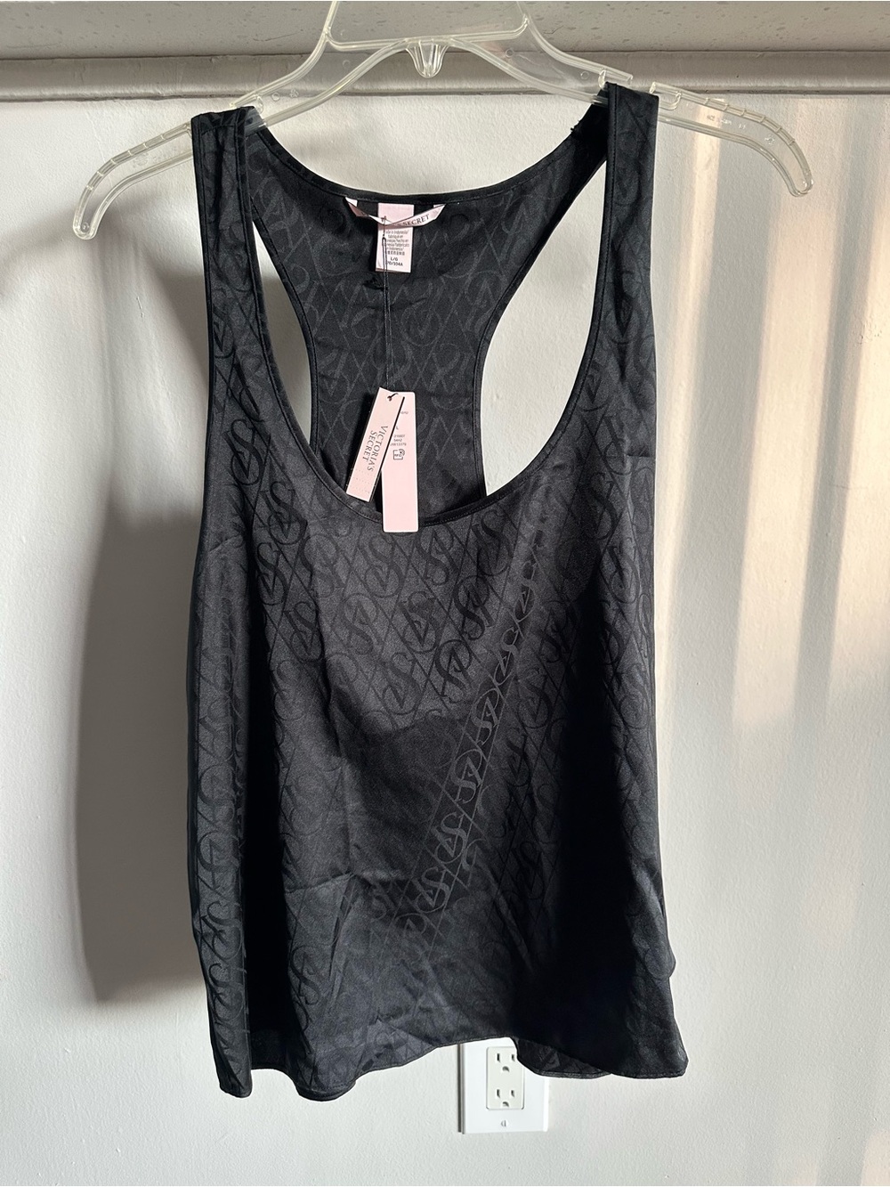 Victoria's Secret Black Racerback Tank with Jacquard Logo